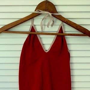 URBAN OUTFITTERS Red Halter Bodysuit
